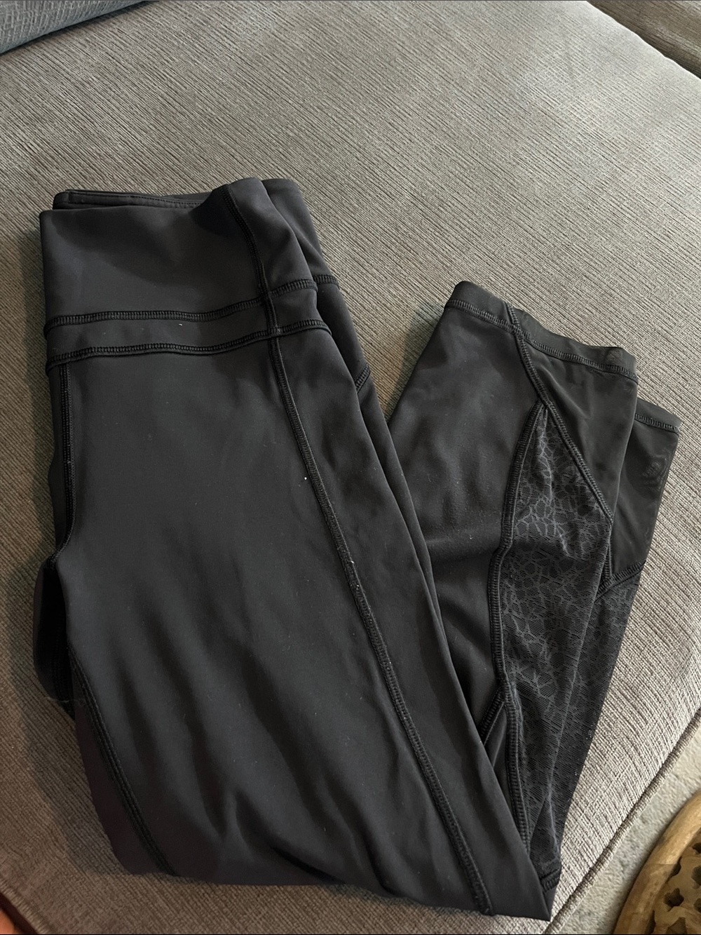Black Athletic Leggings with Subtle Side Texture